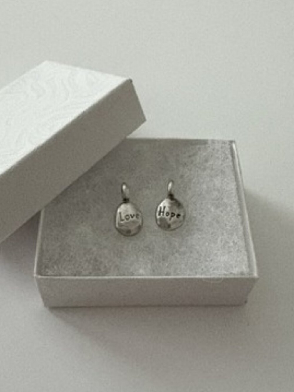 Sterling Silver Charms - Set of Two (2) with Love and Hope Inscriptions
